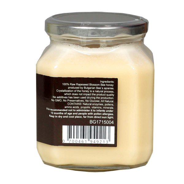 900 g Miel d'abeille fleur de colza crème, cru, non chauffé, sans sucre, non pasteurisée, sans additifs – Image 2