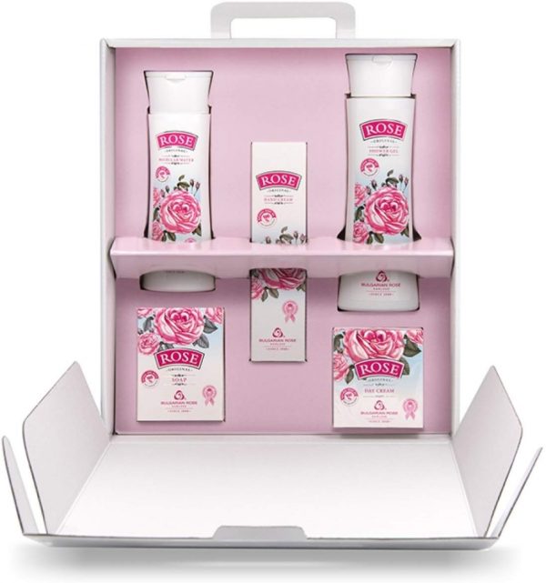 Rose Original Coffret Cadeau pour Femmes 5 pcs avec Huile de Rose 100% Naturelle – Image 2