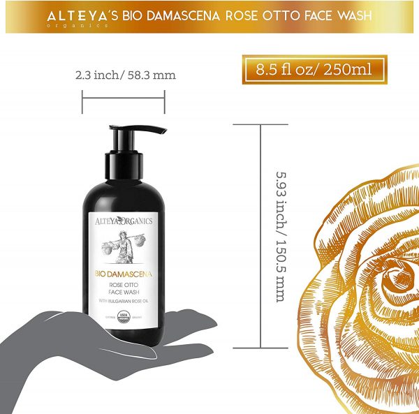 Alteya Organic Nettoyant pour le visage à la rose 250 ml - Certifié organique USDA Savon 100% Biodégradable – Image 4