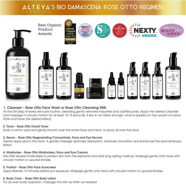 Alteya Organic Nettoyant pour le visage à la rose 250 ml - Certifié organique USDA Savon 100% Biodégradable – Image 7