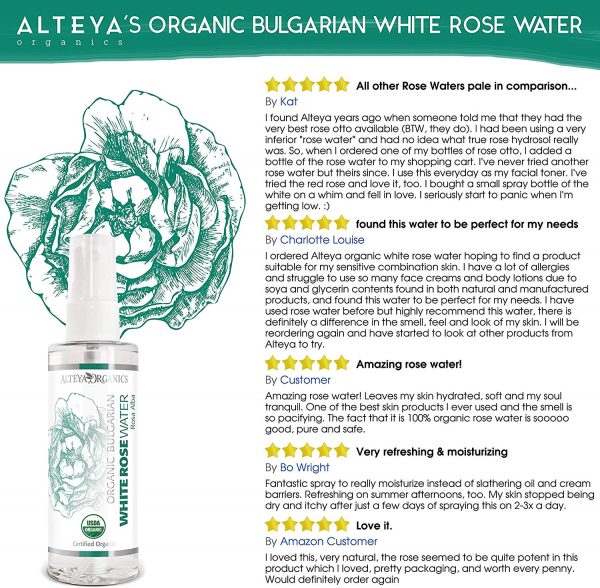 Alteya Organic Eau de Rose Blanche Bulgare 100 ml Spray – Image 3